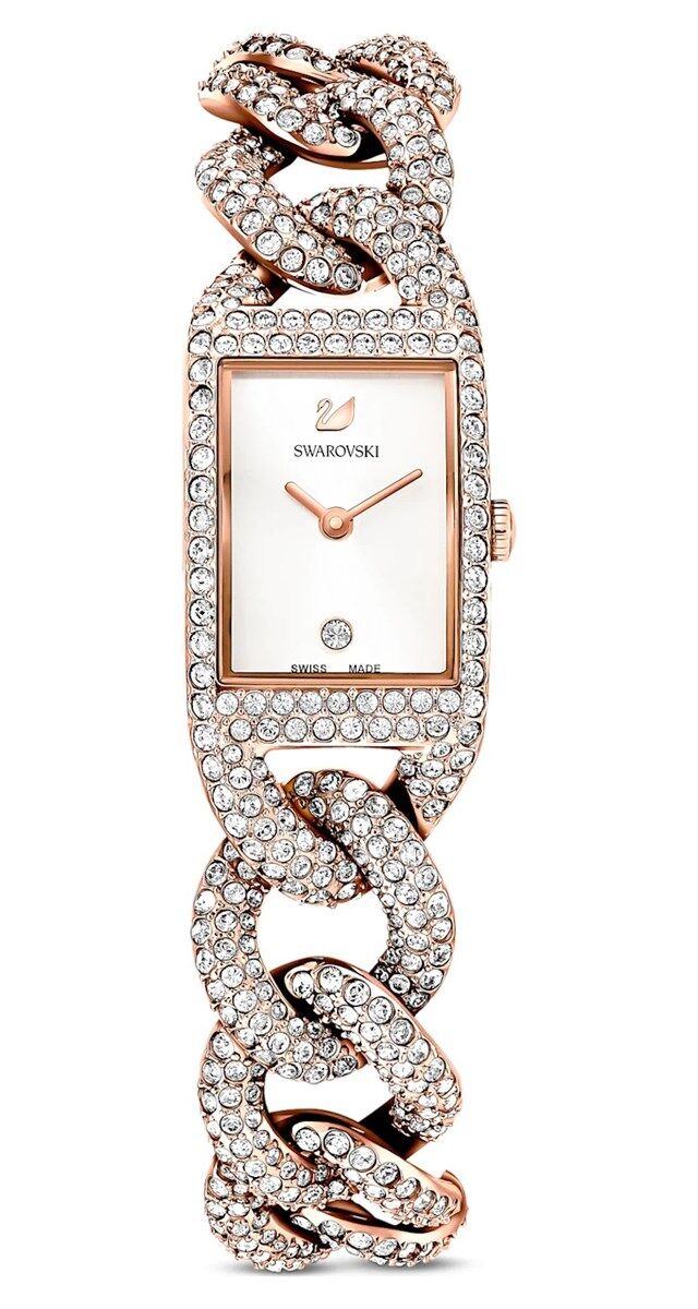 Relógio Cocktail em metal revestido a pavé de cristais, € 240 (antes € 400), Swarovski