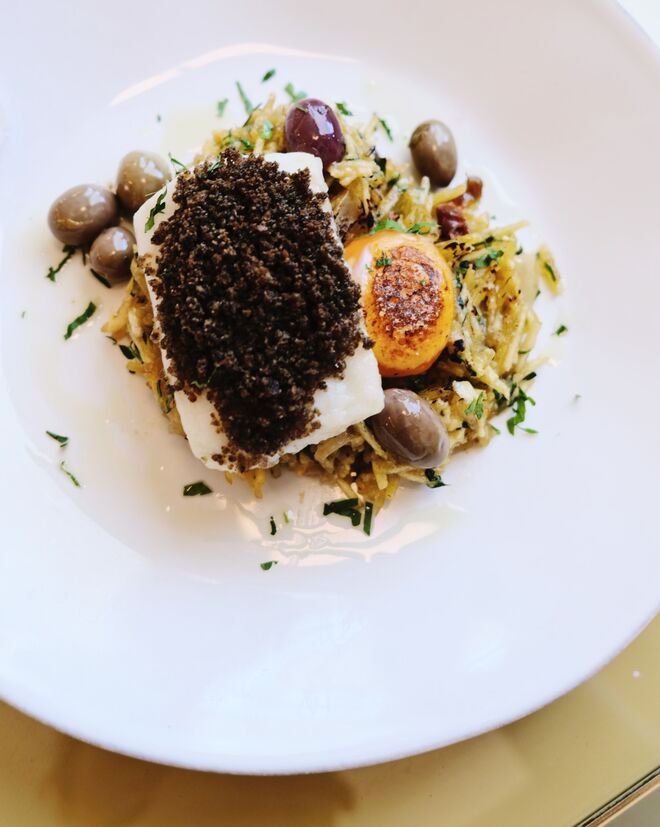 Lombo de bacalhau à brás.
