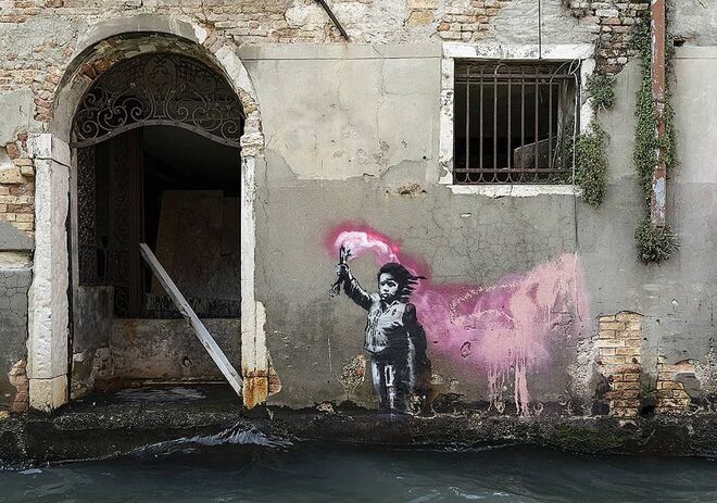 Pintura de Banksy sobre a crise migratória