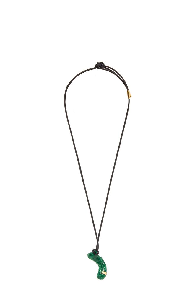 Colar Cornichon em esmalte e latão, €420, Loewe