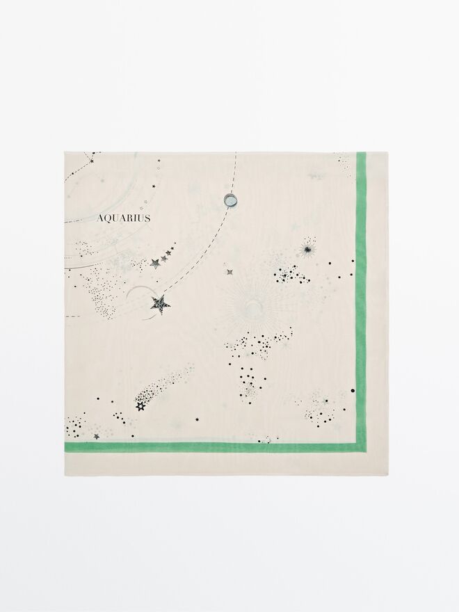Écharpe Horóscopo - Aquarius em seda, €59,95, Massimo Dutti