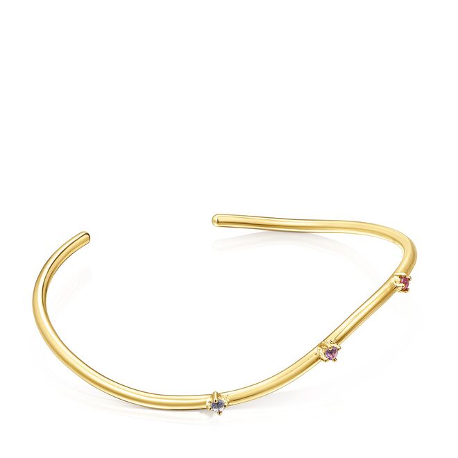 Pulseira Oval Magic Nature em prata vermeil com pedras preciosas, €185, Tous
