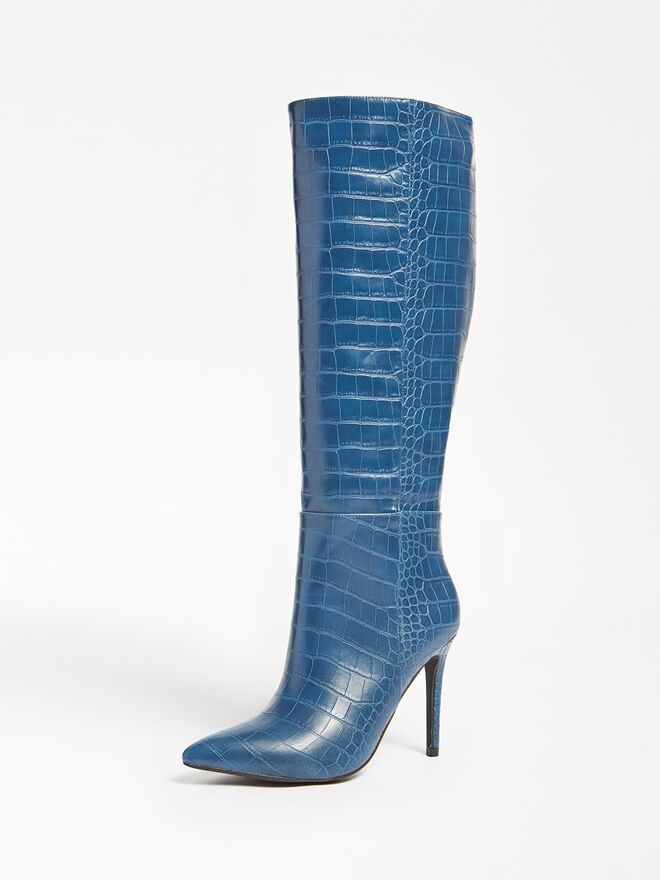 Botas Ruke Croc em pele gravada, €189, Guess