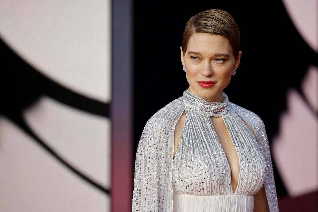 Léa Seydoux na passerelle vermelha da estreia mundial do filme 'No Time to Die' em Londres, 2021