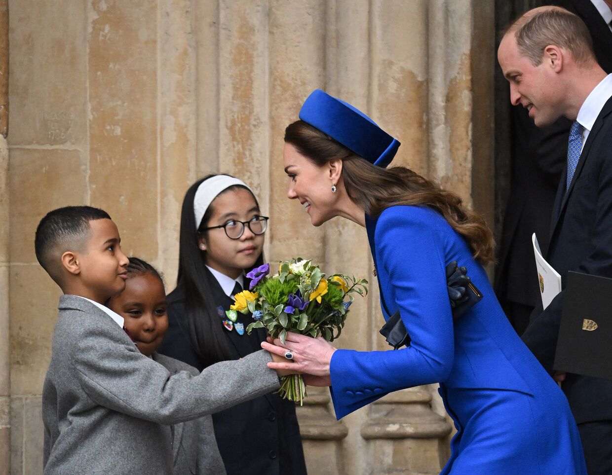 Kate Middleton e príncipe William na Abadia de Westminster, 14 de março de 2022