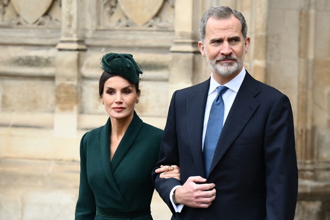 Rainha Letizia de Espanha e rei Felipe VI de Espanha no serviço de ação de graças dedicado ao príncipe Philip