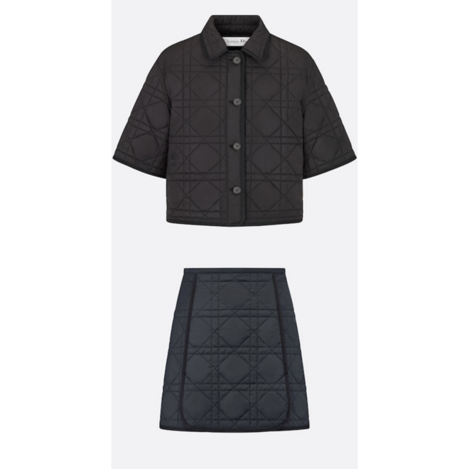 Casaco e saia em tafetá, €1800 e €1200, Christian Dior