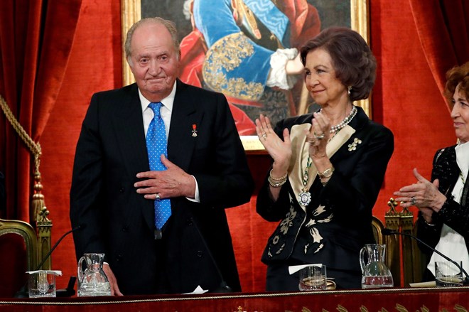 Juan Carlos I e Sofia de Espanha no 80º aniversário do rei emérito em Madrid, 2018