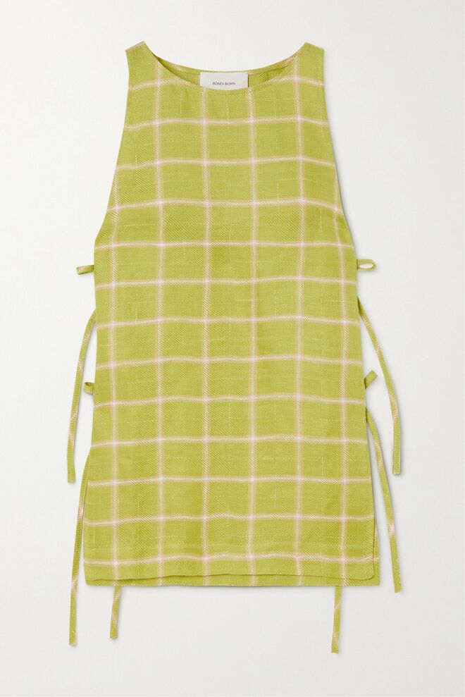 Mini vestido Kauai em linho, €440, Bondi Born em Netaporter.com