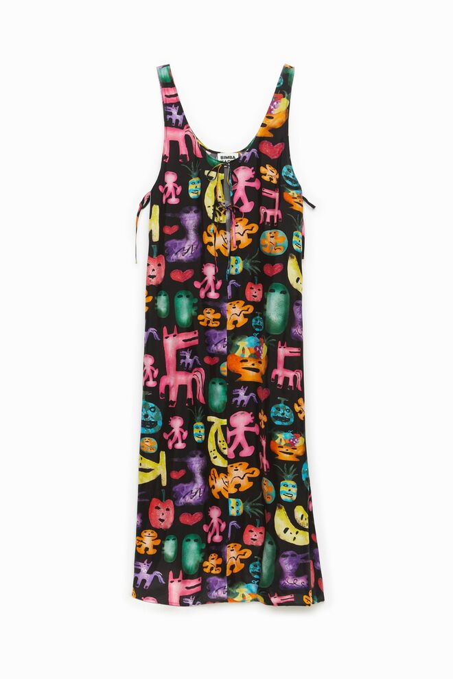 Vestido em seda, €150, Bimba Y Lola.