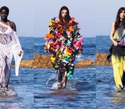 Patchwork psicadélico, rede e tie dye. Marques’Almeida apresenta nova coleção no mar