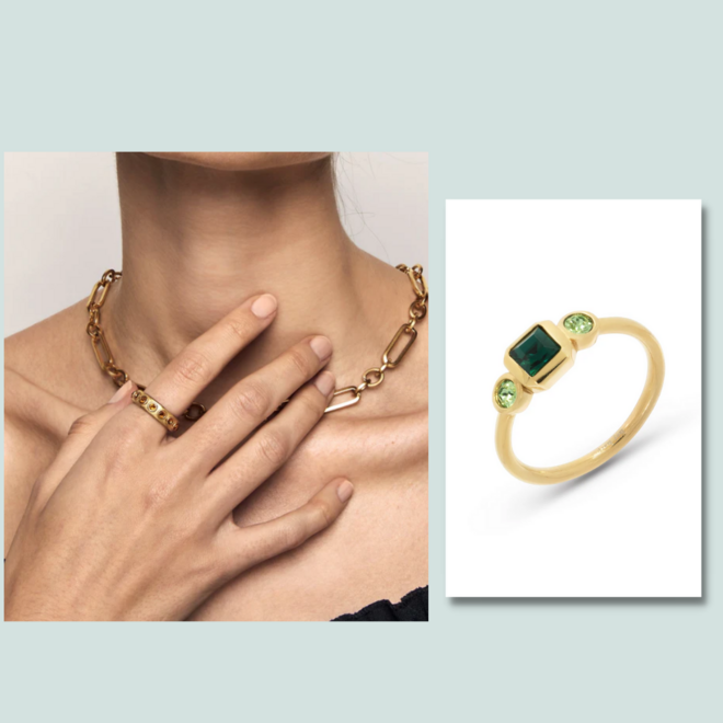 Anel Leia, €80 e anel Allie, €69, Hey Harper