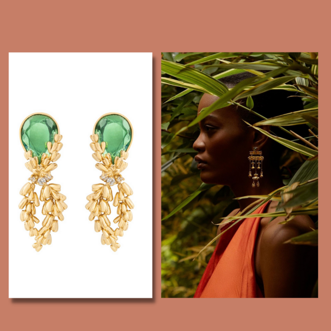 Brincos M Lavander, €95 e brincos Rise and Fall, €135, Carolina Curado