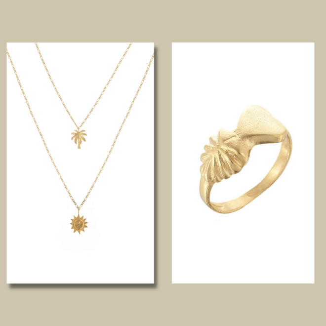 Escapulário Tadeu, €70 e anel Aruna, €80, Arcane