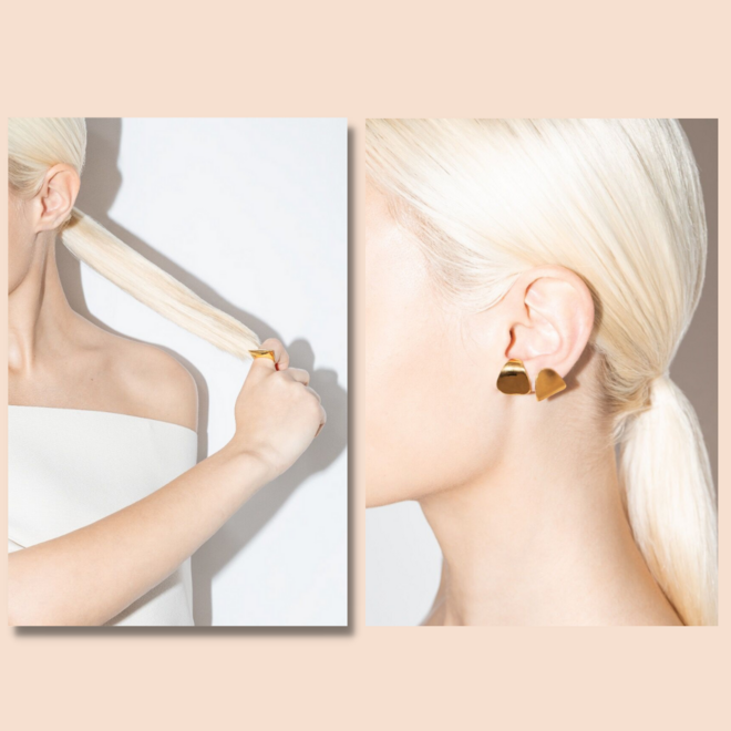 Anel Blake, €70 e brincos Carly, €75, Cinco Store