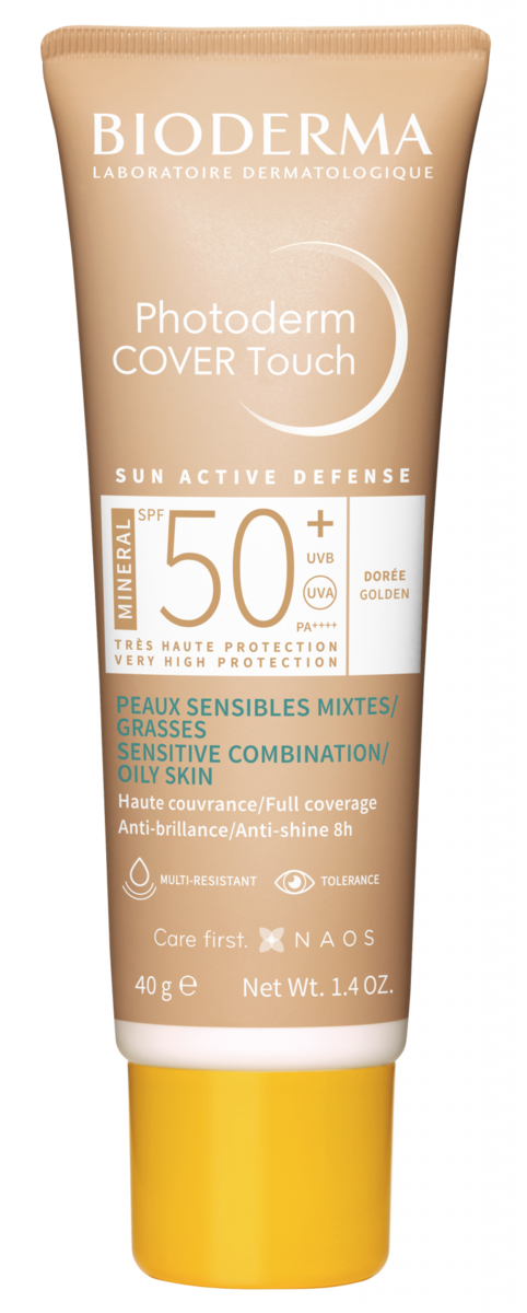 Fotoproteção mineral Photoderm Cover Touch SPF50+, Bioderma (preço sob consulta)
