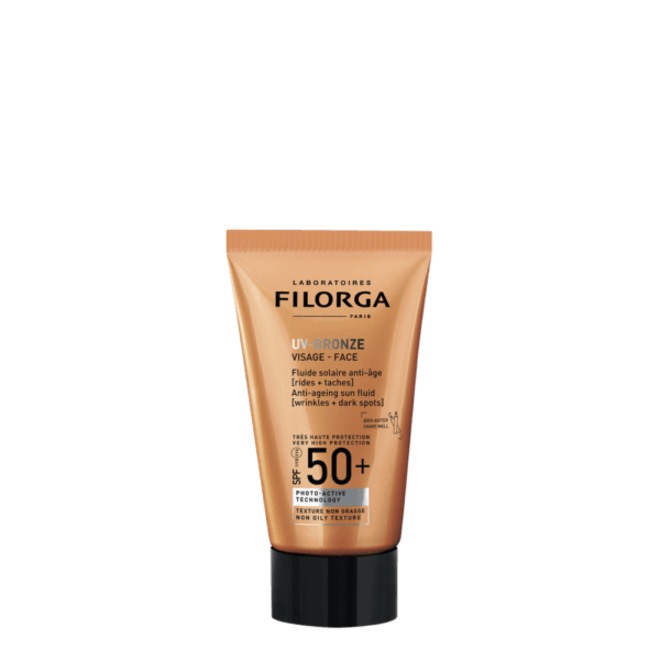 Fluído Solar antienvelhecimento Rugas e manchas UV-Bronze SPF 50+, €31,60, Filorga