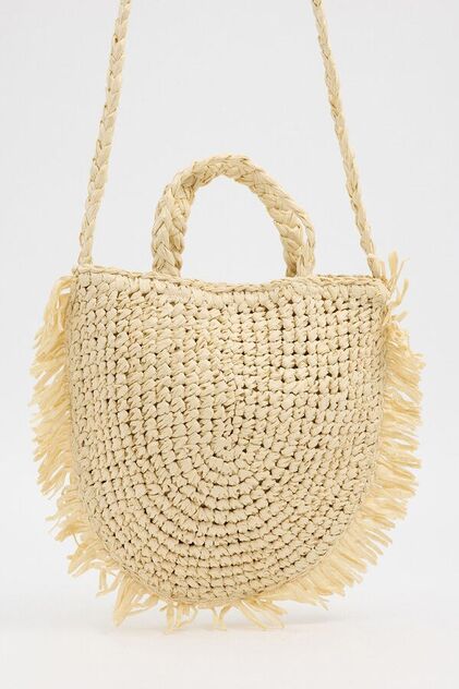 Bolsa ráfia franjas