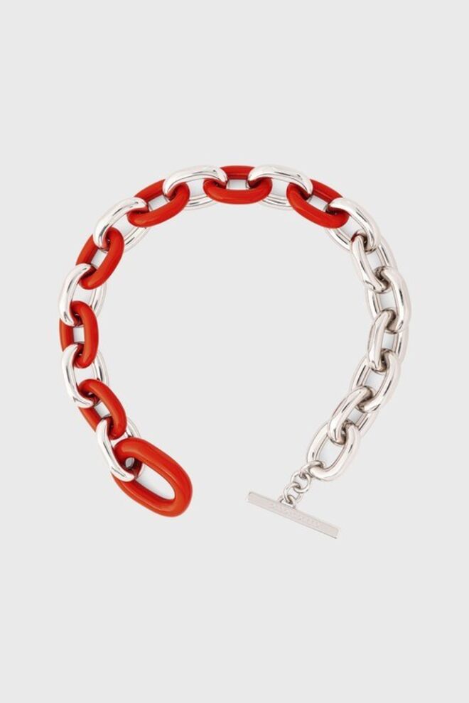 Colar em aço com esmalte, €520, Paco Rabanne