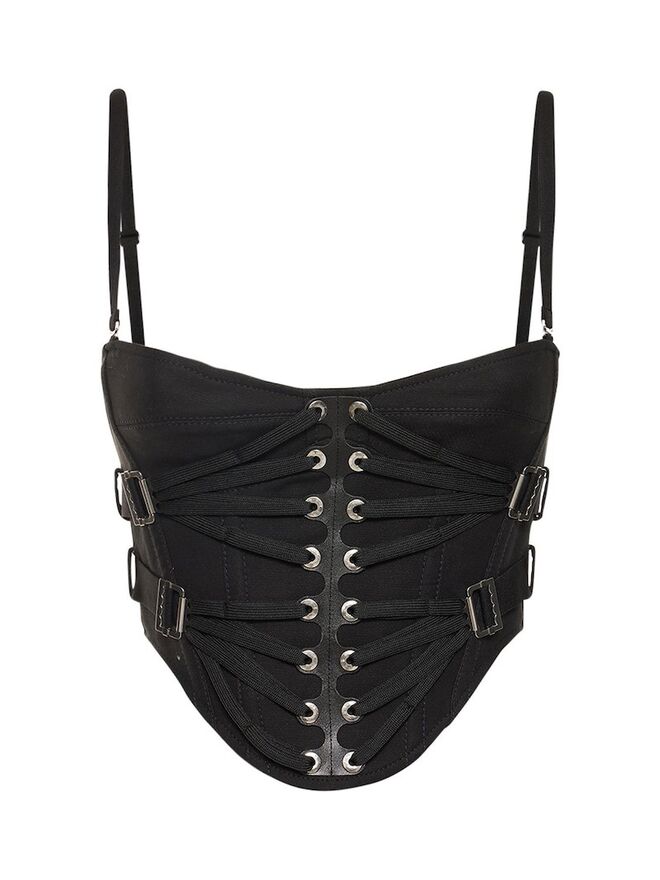 Top corpete em algodão e pele, €570, Dion Lee em LuisaViaRoma.com