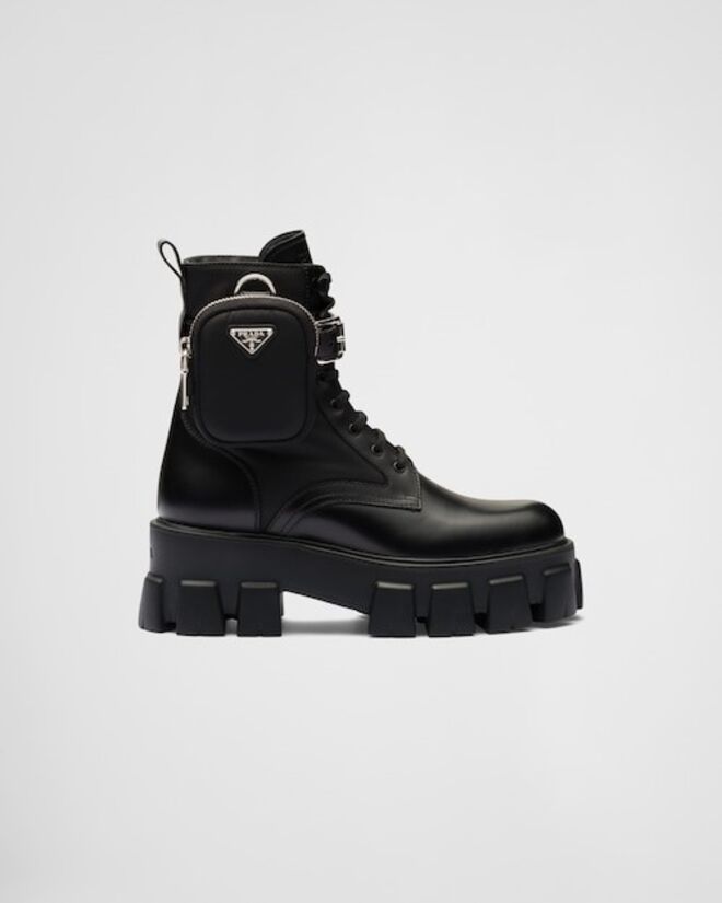 Botas Monolith em pele e nylon, €1250, Prada