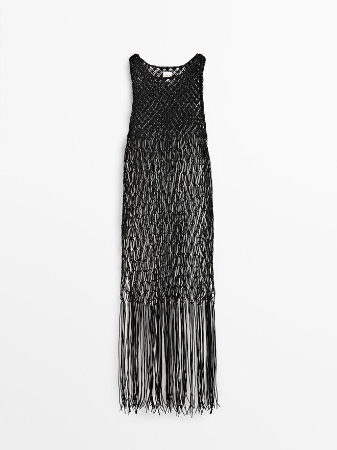 Vestido em malha de algodão com franjas em metal, €1495, Christopher Kane
