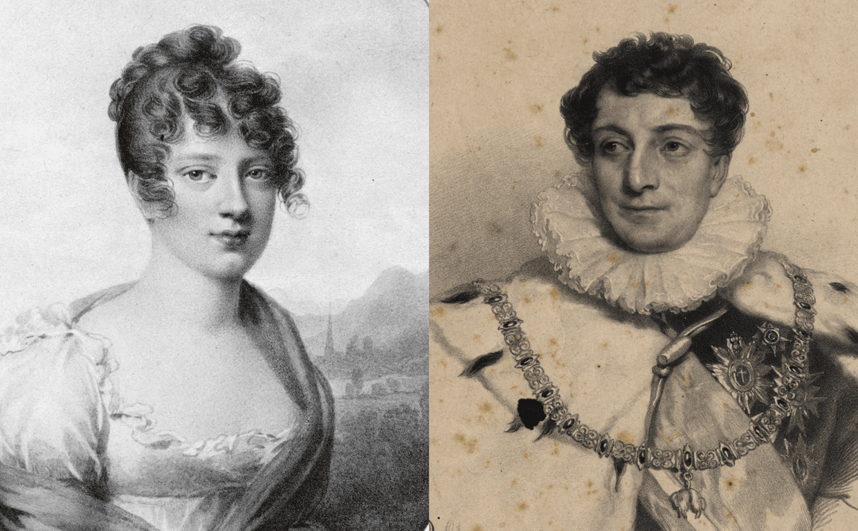 Leopoldine Caroline Josepha von Habsburg-Lothringen e o seu marido D. Pedro I