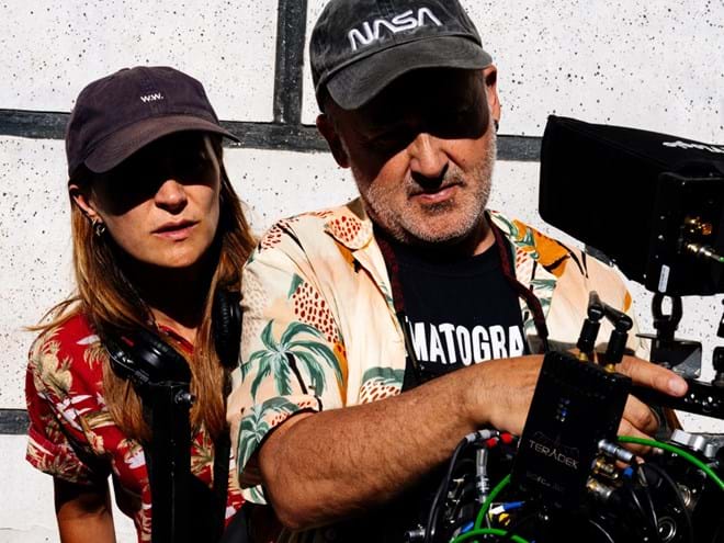 Cristèlle em set, na rodagem do filme Alma Viva, com Rui Poças.