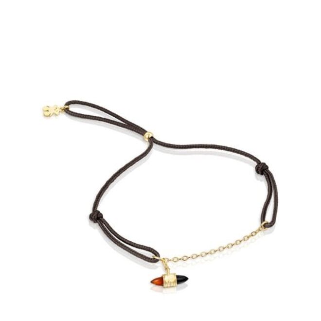 Pulseira Lure em nylon e ouro com cornalina e ónix, €249, Tous
