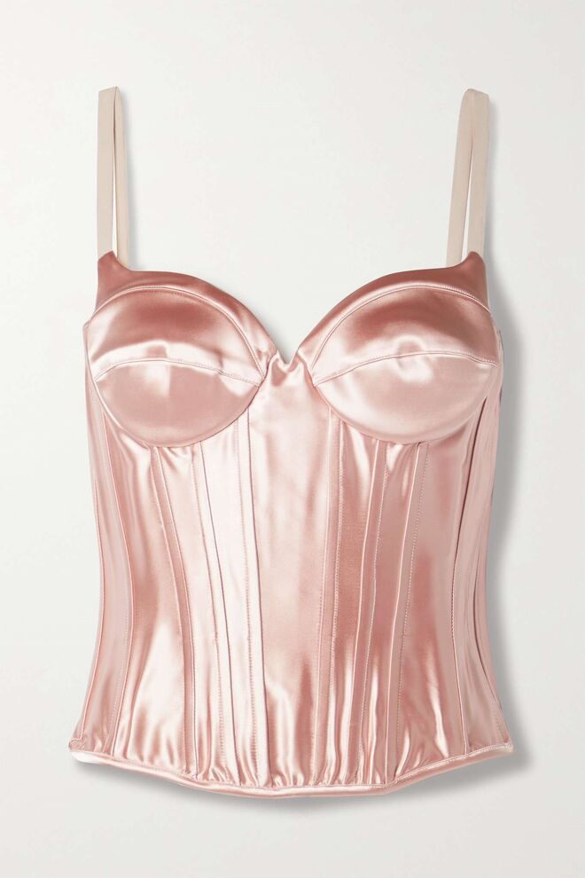 Top corpete em cetim de seda, €570, Rosamosario, exclusivo Netaporter.com