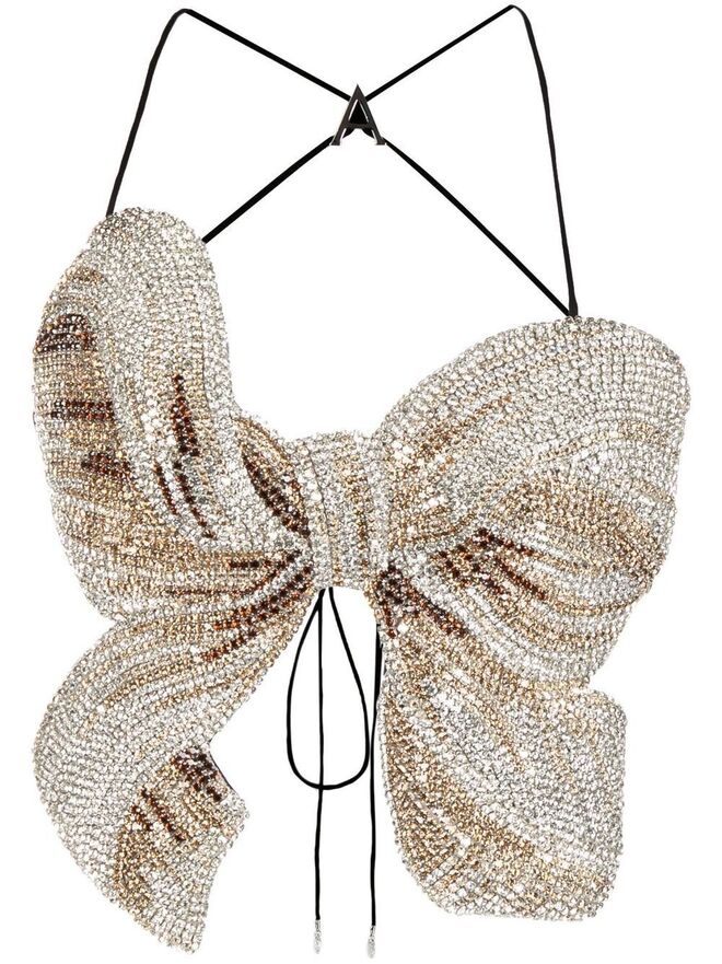 Top com laço bordado a cristais, €4411, Area em Farfetch.com