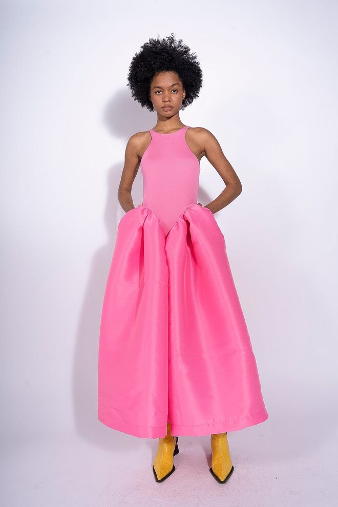 Vestido sem malha e seda, €588, Marques’Almeida