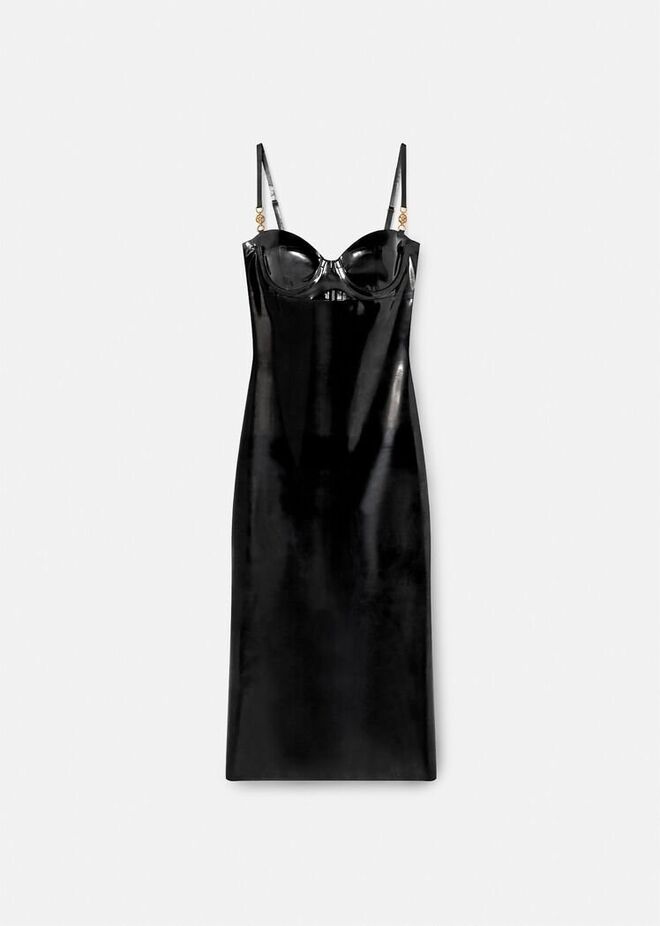 Vestido em latex, €2290, Versace
