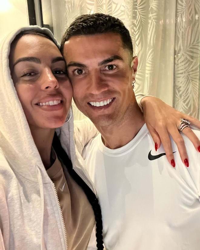 Georgina Rodríguez e Cristiano Ronaldo no Catar.