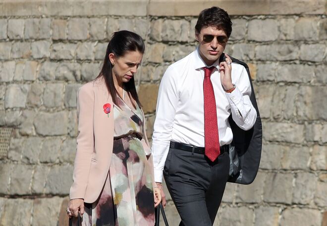 Com Justin Trudeau, em 2018. O primeiro-minstro do Canadá descreveu-a como uma