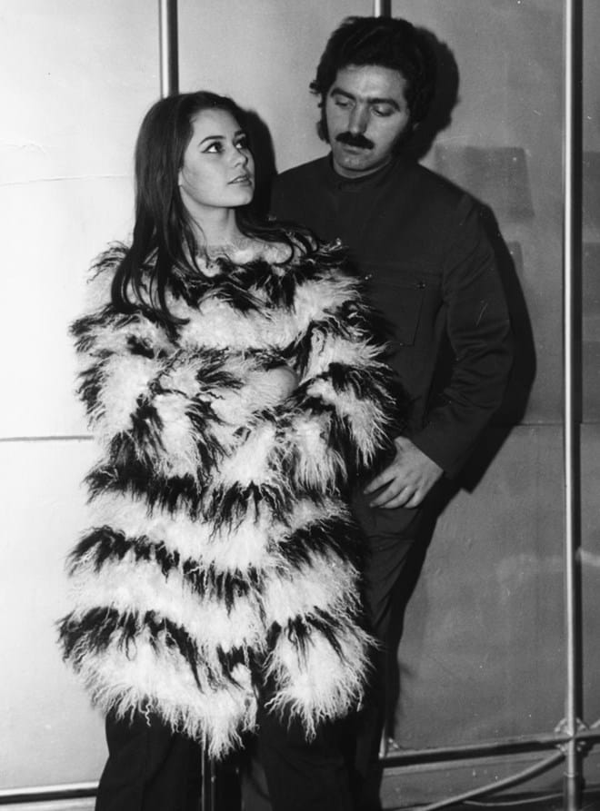 Com a atriz Corinne Piccoli, 1968.