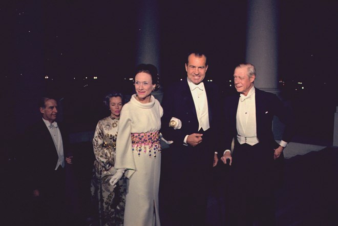Os duques de Windsor num jantar organizado em sua honra na Casa Branca por Richard Nixon, 4 de abril de 1970.