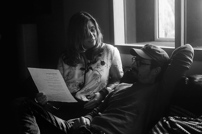 Marta Hugon e Luís Figueiredo durante as gravações de Calíope.