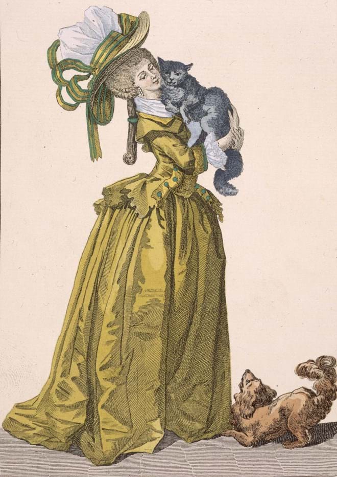 Retrato de uma senhora em 1760. Como ditava a Moda da altura, as mulheres usavam uma rolinho de traseiro por baixo das vestes.
