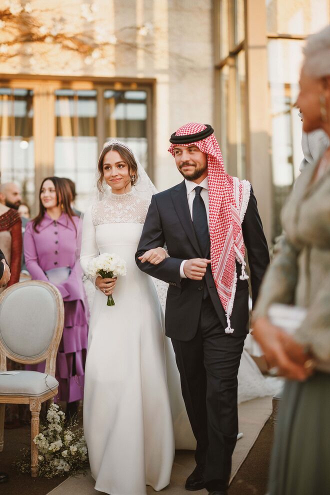 Hussein bin Al Abdullah, príncipe herdeiro da Jordânia, acompanhou a irmã no seu casamento. 