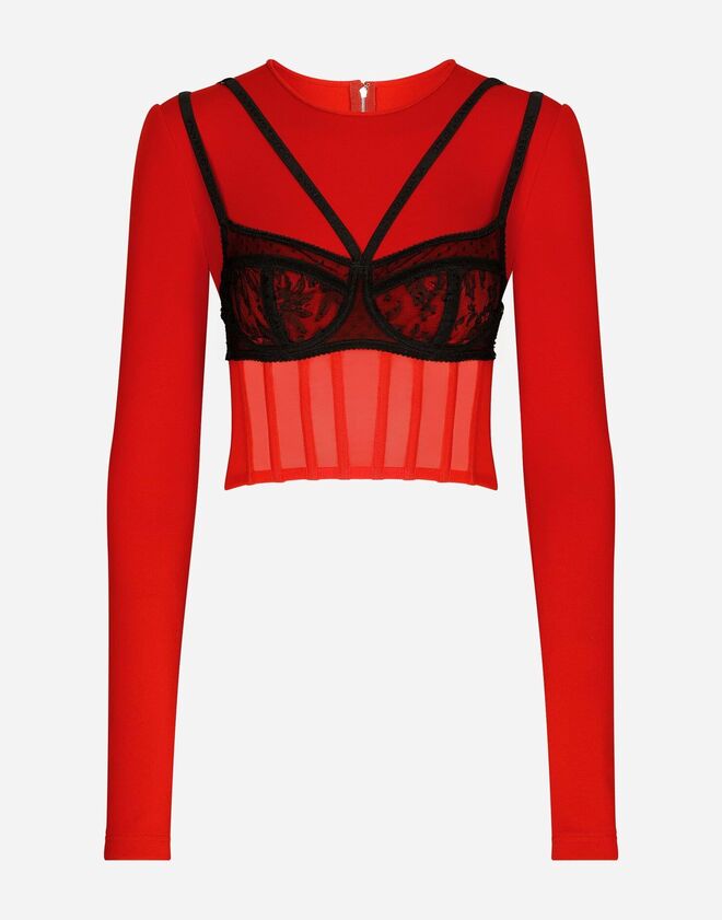 Camisola em seda com renda, €1.550, Dolce&Gabbana.