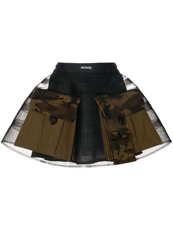 Mini saia em algodão, sarja e tule, €2.648, Monse em Farfetch.com.