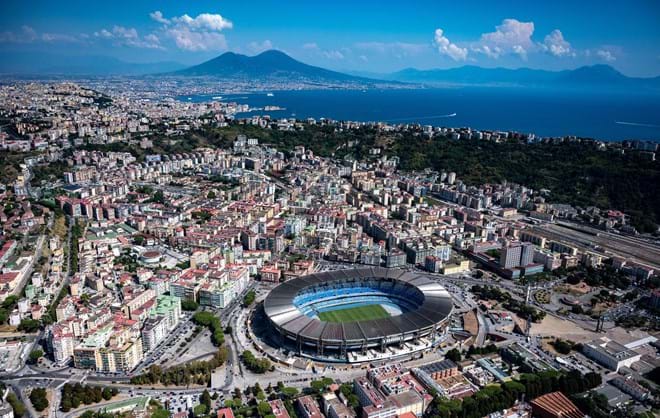 Vista para o Vesúvio.