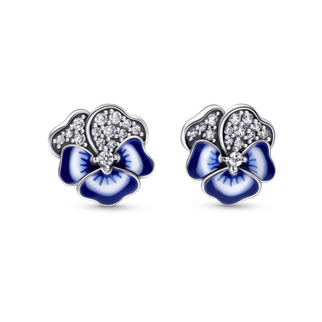 Brincos Pandora Blue Pansy Flower, €59, Pandora.