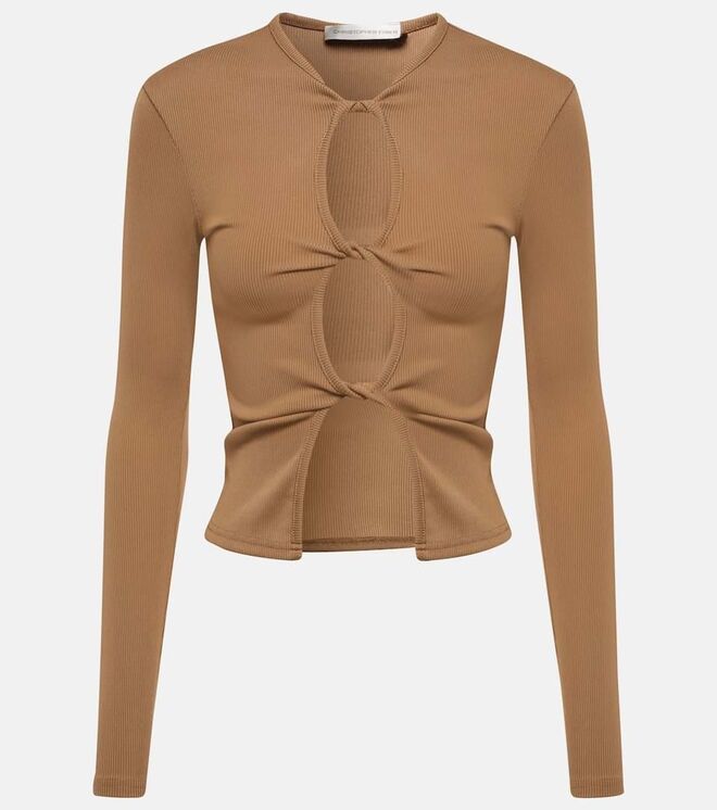 Cardigan em malha de algodão, €393, Christopher Esber em Mytheresa.com