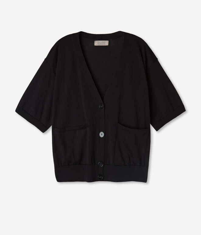 Cardigan em malha de algodão, €188, Falconeri.