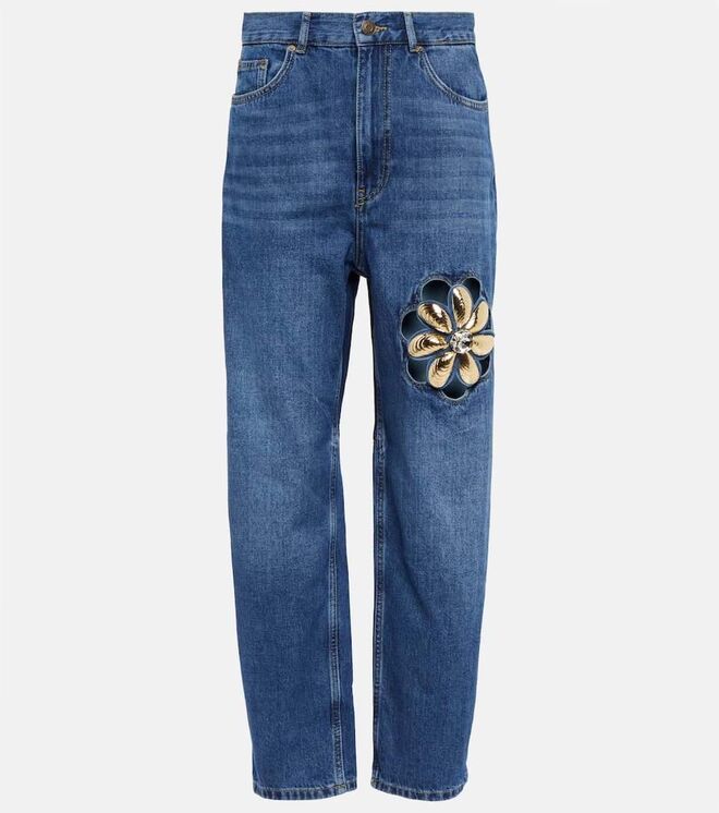 Calças em ganga, €760, Area em Mytheresa.com.