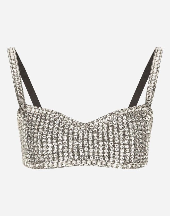 Top em seda bordado a cristais, €4750, Dolce&Gabbana.
