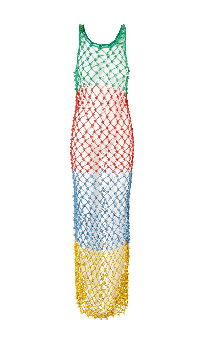 Vestido em rede com missangas aplicadas, €129,99, SIMONMILLER X MANGO.