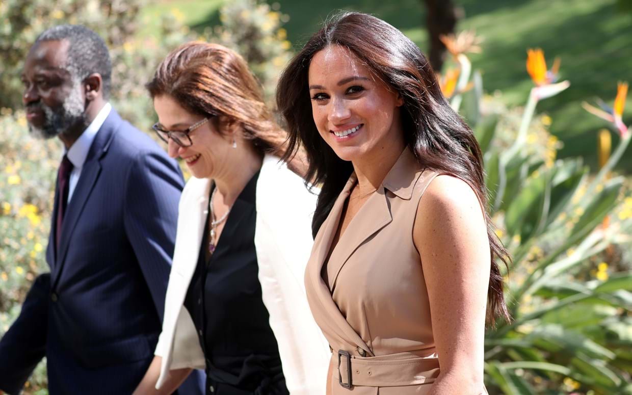 Meghan Markle na Universade de Joanesburgo, na África do Sul, em 2019.